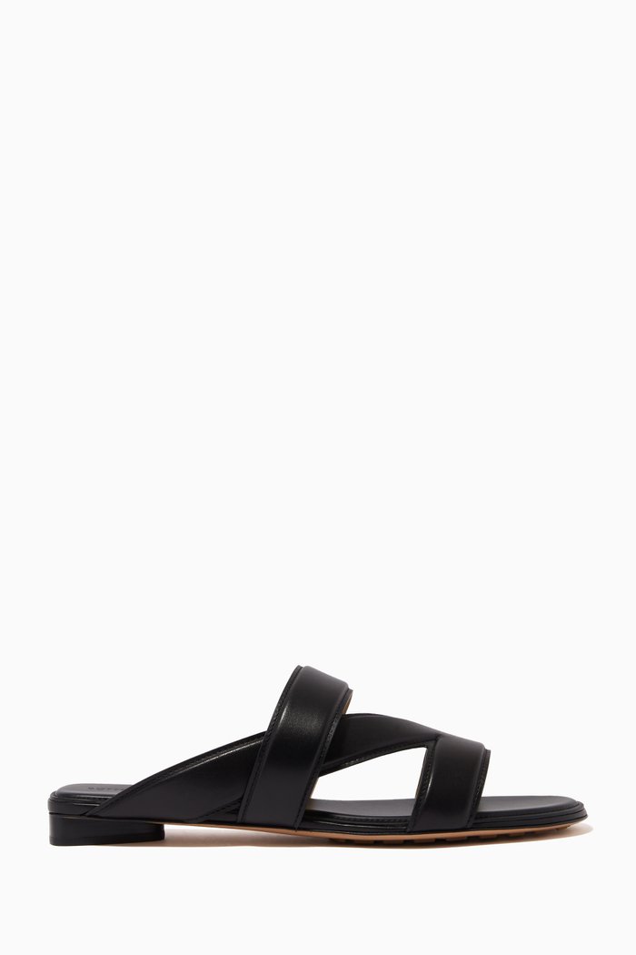 

The Band Flat Sandals in Calfskin, Black