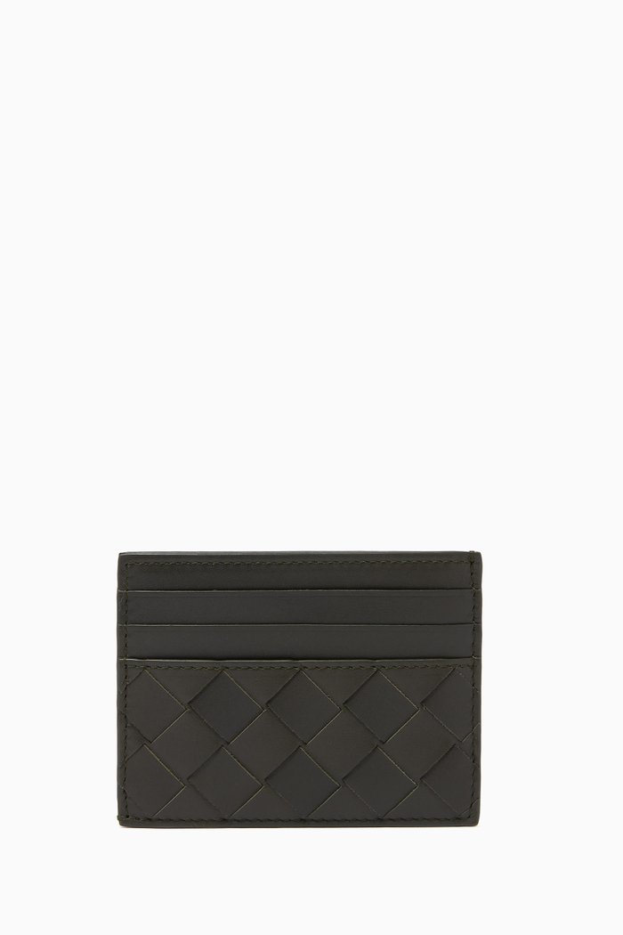 

Card Case in Intrecciato Calfskin, Green