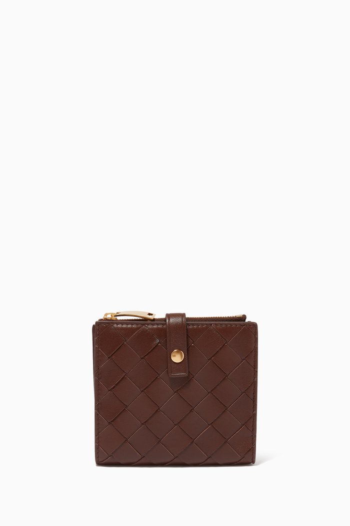 

Mini Bi-fold Wallet in Intrecciato Nappa, Brown