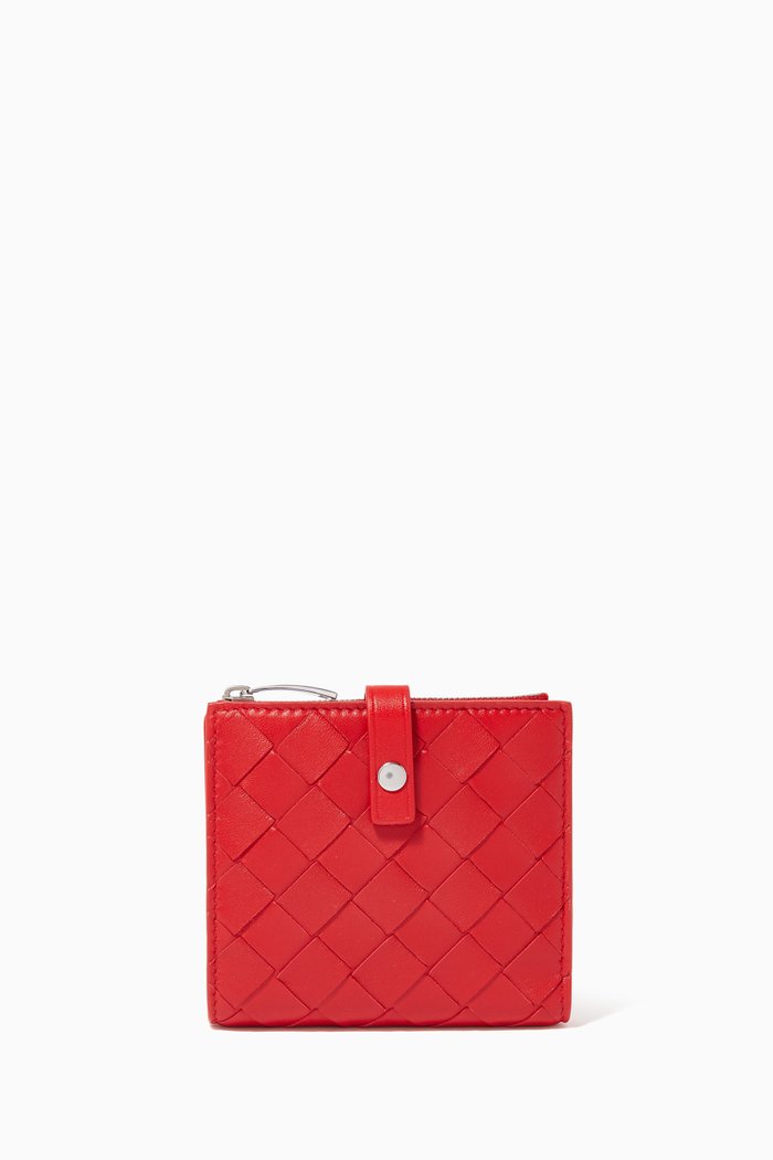 

Mini Bi-fold Wallet in Intrecciato Nappa, Red