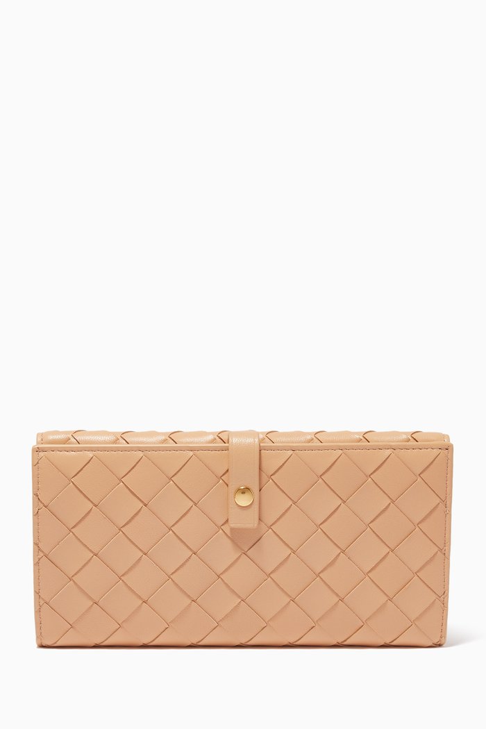 

French Wallet in Intrecciato Nappa, Neutral