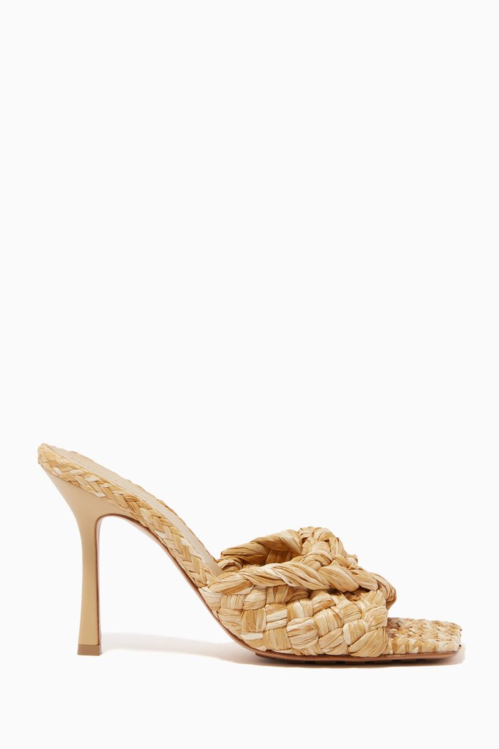 

Stretch Mules in Intrecciato Raffia, Neutral