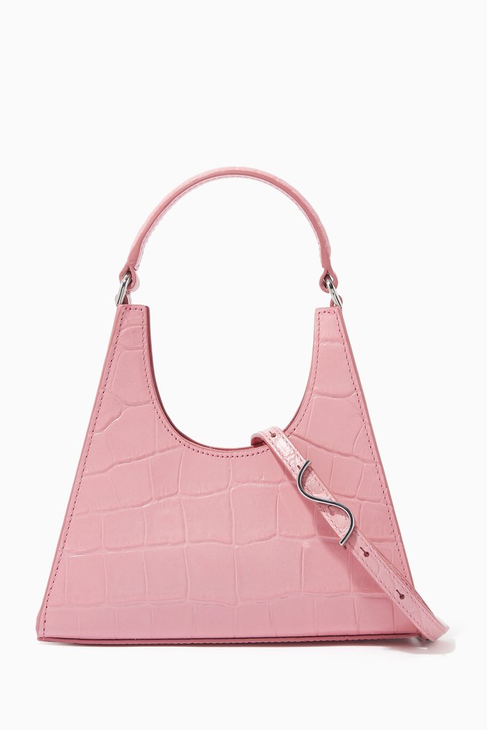 

Mini Rey Crossbody Bag in Croc-Embossed Leather, Pink