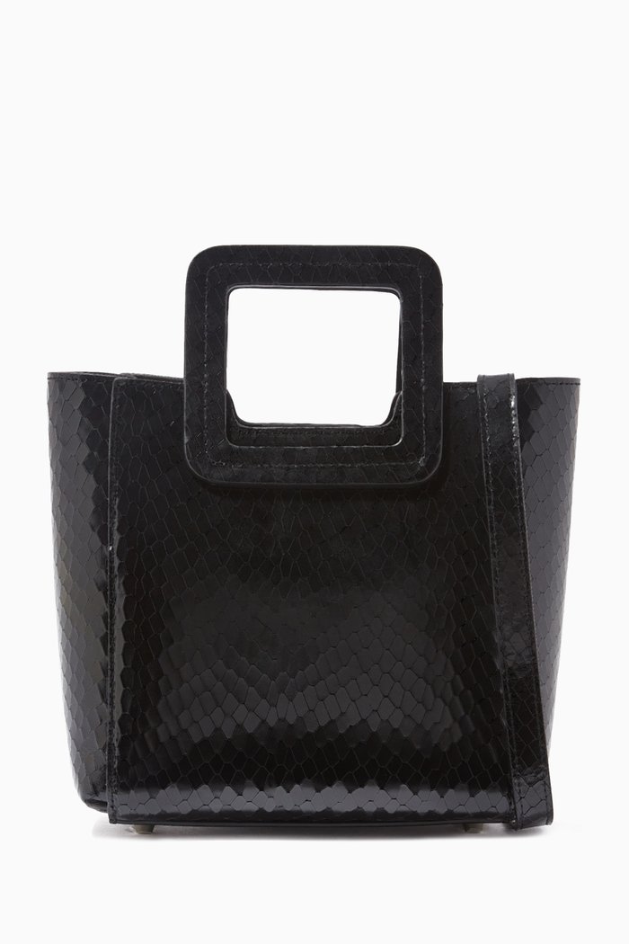 

Mini Shirley Bag in Snake Embossed Leather, Black