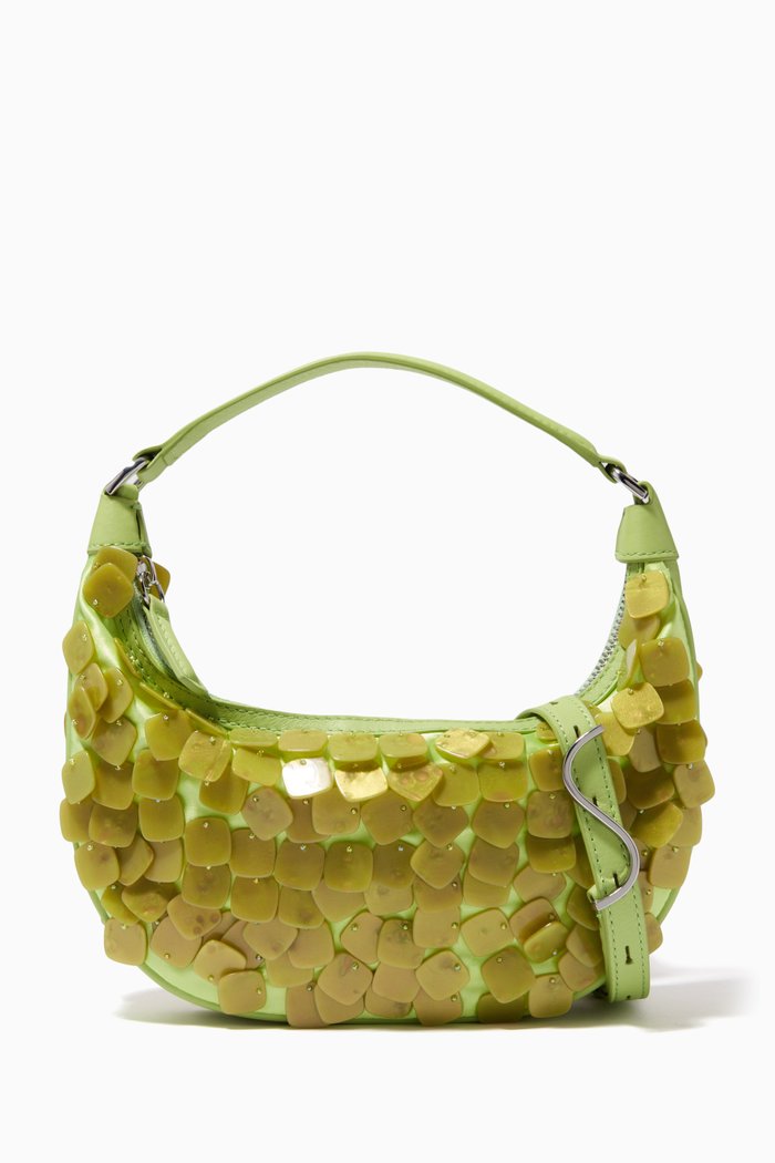 

Mini Sasha Shoulder Bag in Payette & Leather, Green