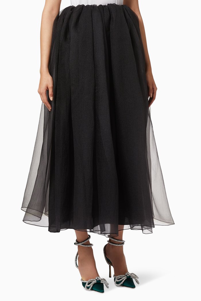 

Silk Organza Maxi Skirt, Black