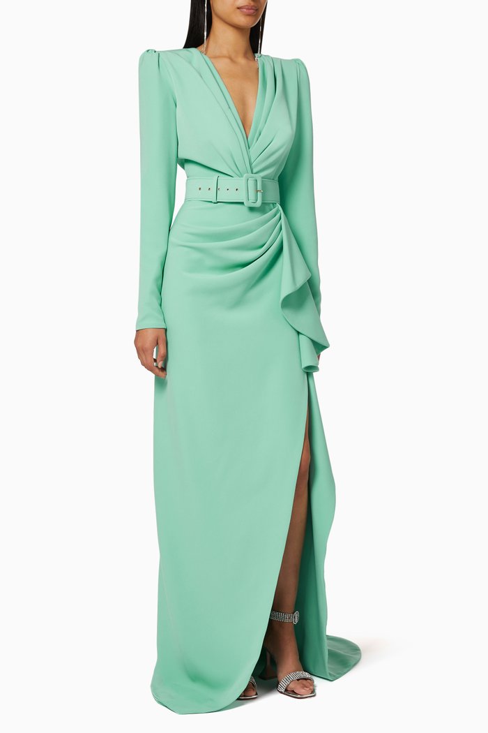 

Ruffle Belted Dress, Blue