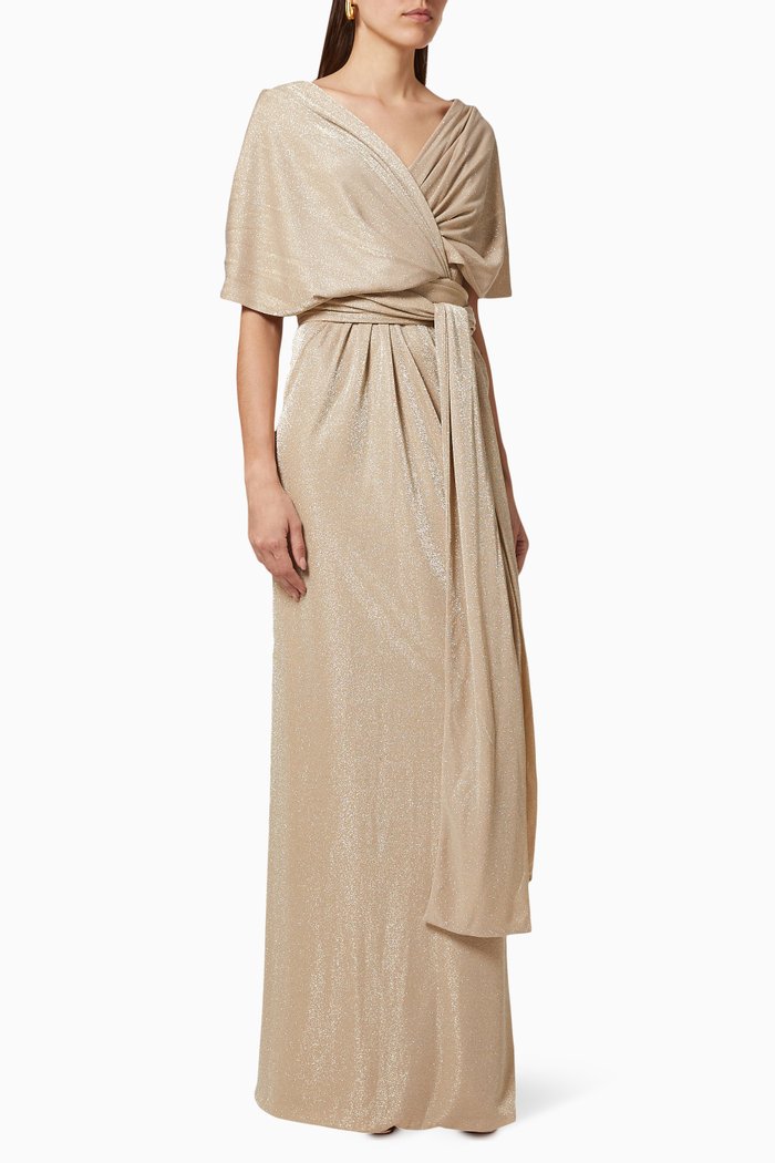 

Pleated Jersey Gown, Gold
