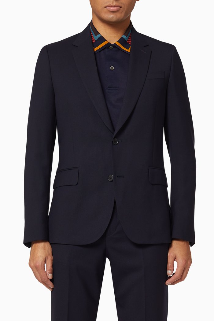 Tailored-Fit Wool Blazer, Blue