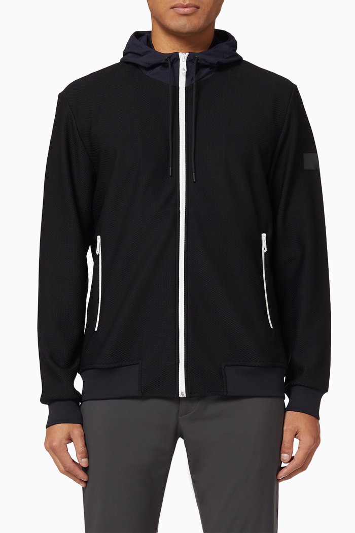 

Zip Through Wool Hoodie, Black