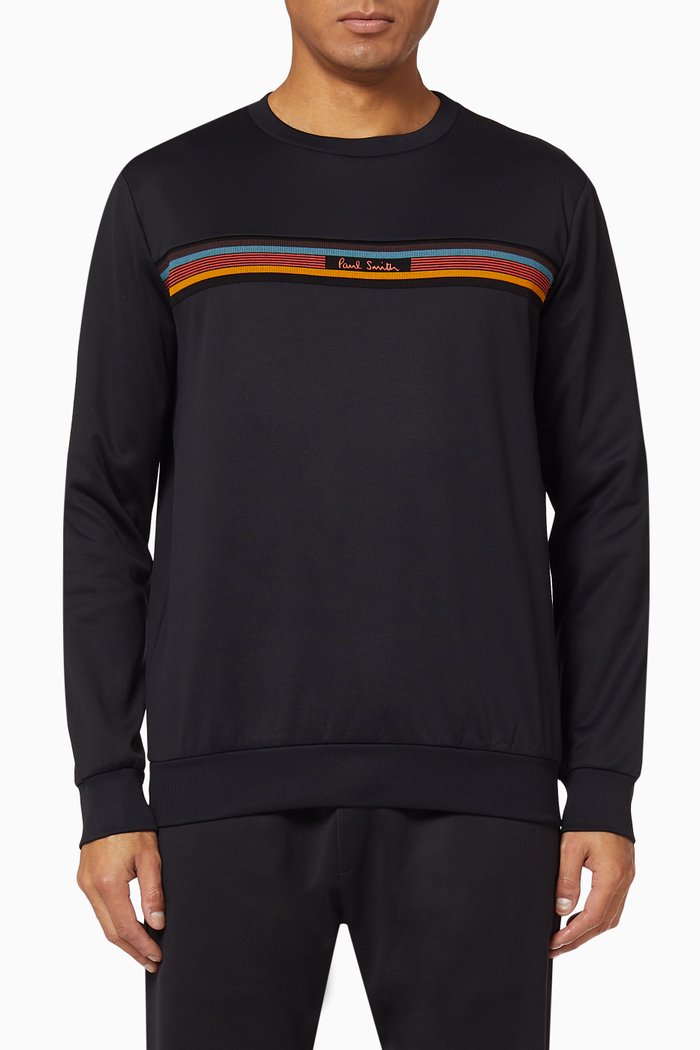 

Artist Stripe Cotton Blend Sweatshirt, Black