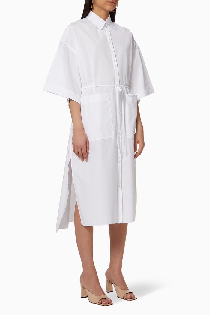 Cotton Broad Shirt Dress, White