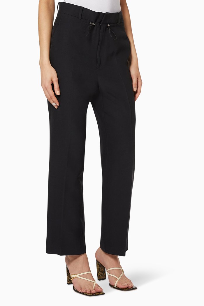 

Acetate Cotton Straight Pants, Black