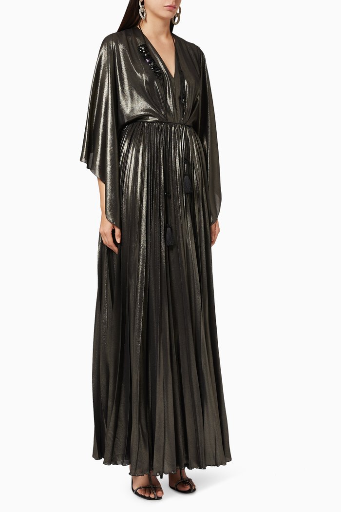 

Pleated Cape Dress, Metallic