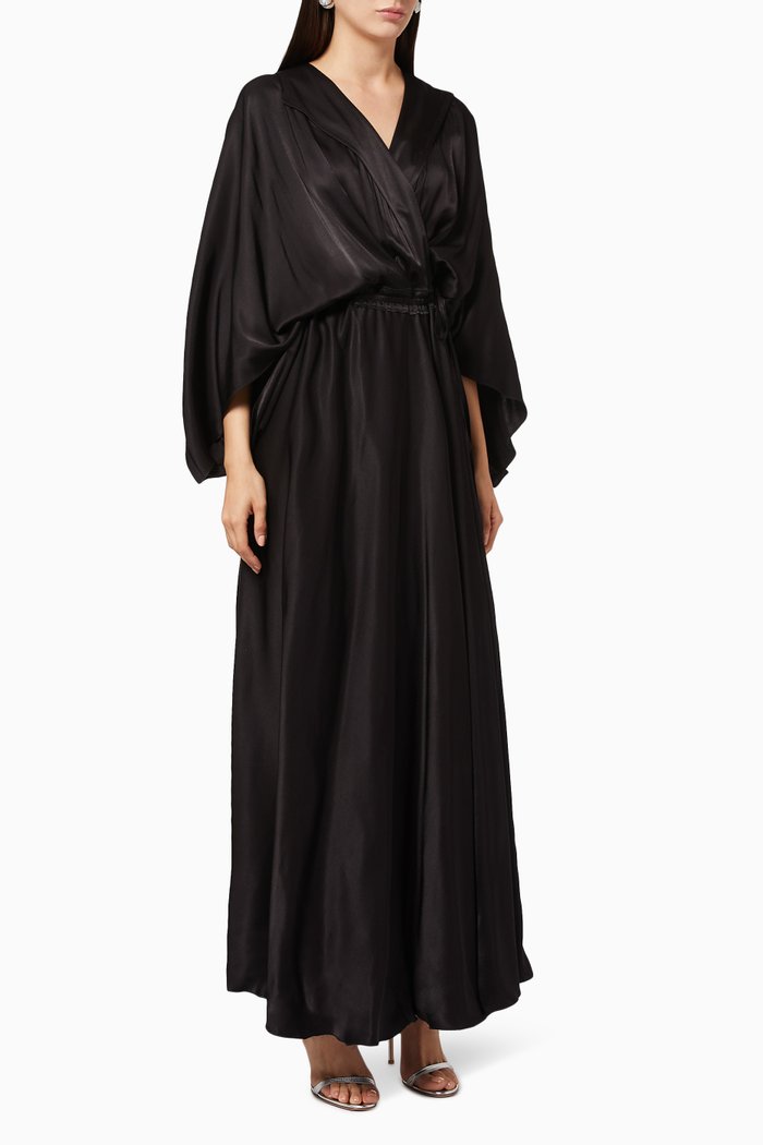 

Wrap Slit Dress, Black