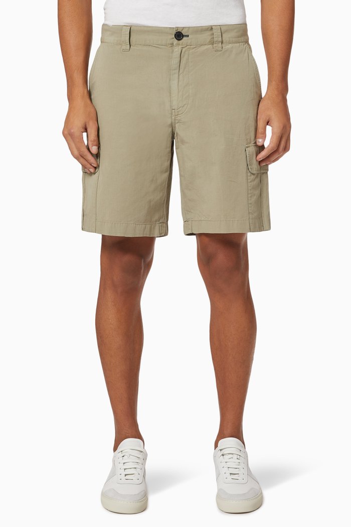 

Cotton-Linen Cargo Shorts, Neutral