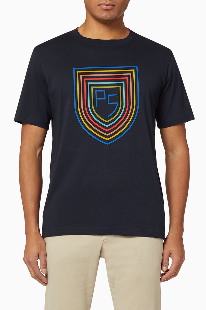 

Crest Logo Organic Cotton T-Shirt, Blue