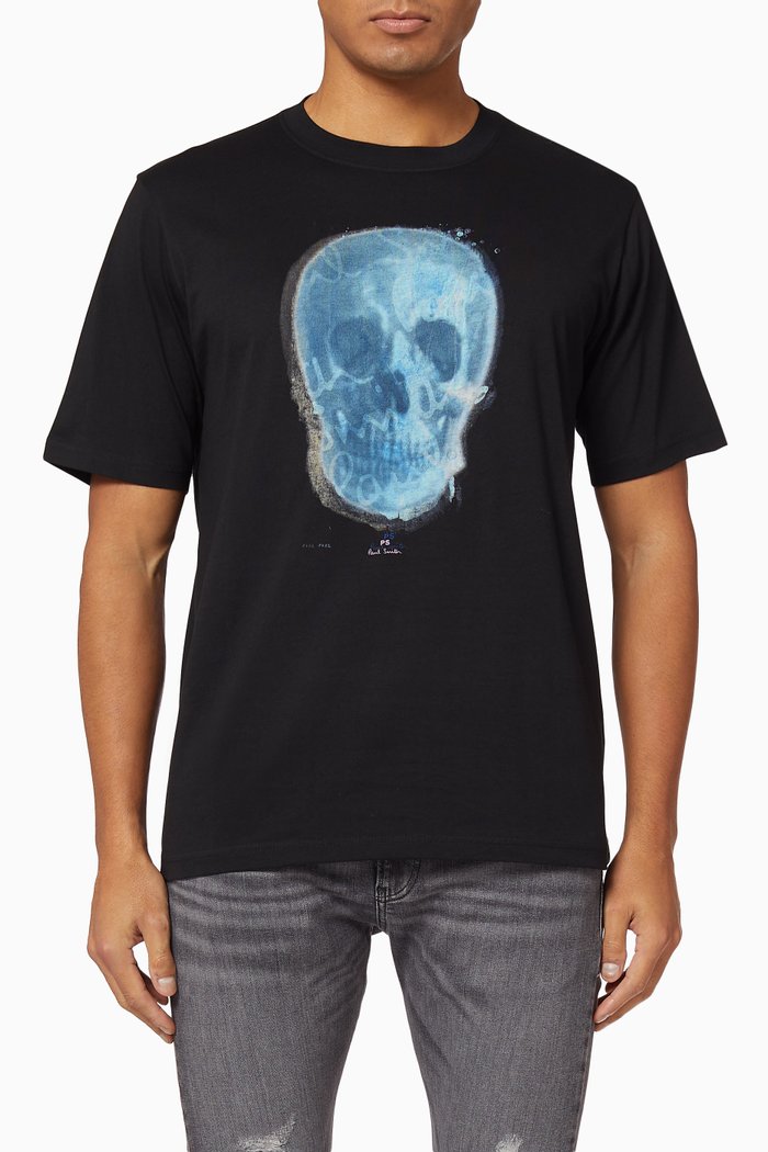 

Skull Print Organic Cotton T-Shirt, Black