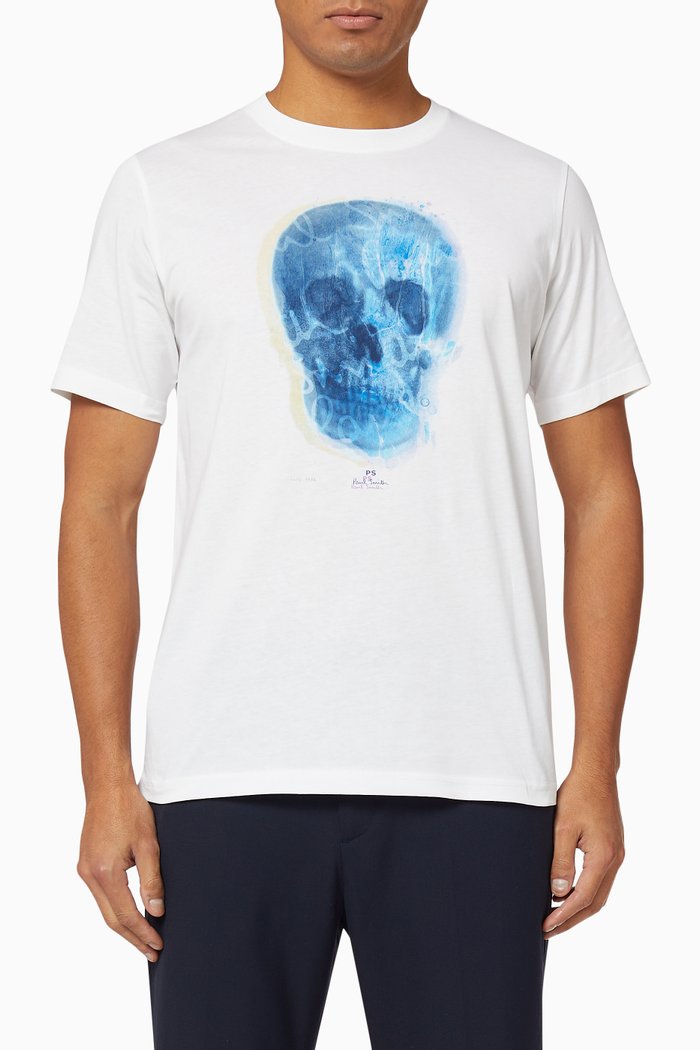 

Skull Print Organic Cotton T-Shirt, White