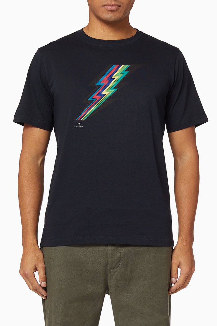 

Lightening Print Organic Cotton T-Shirt, Blue