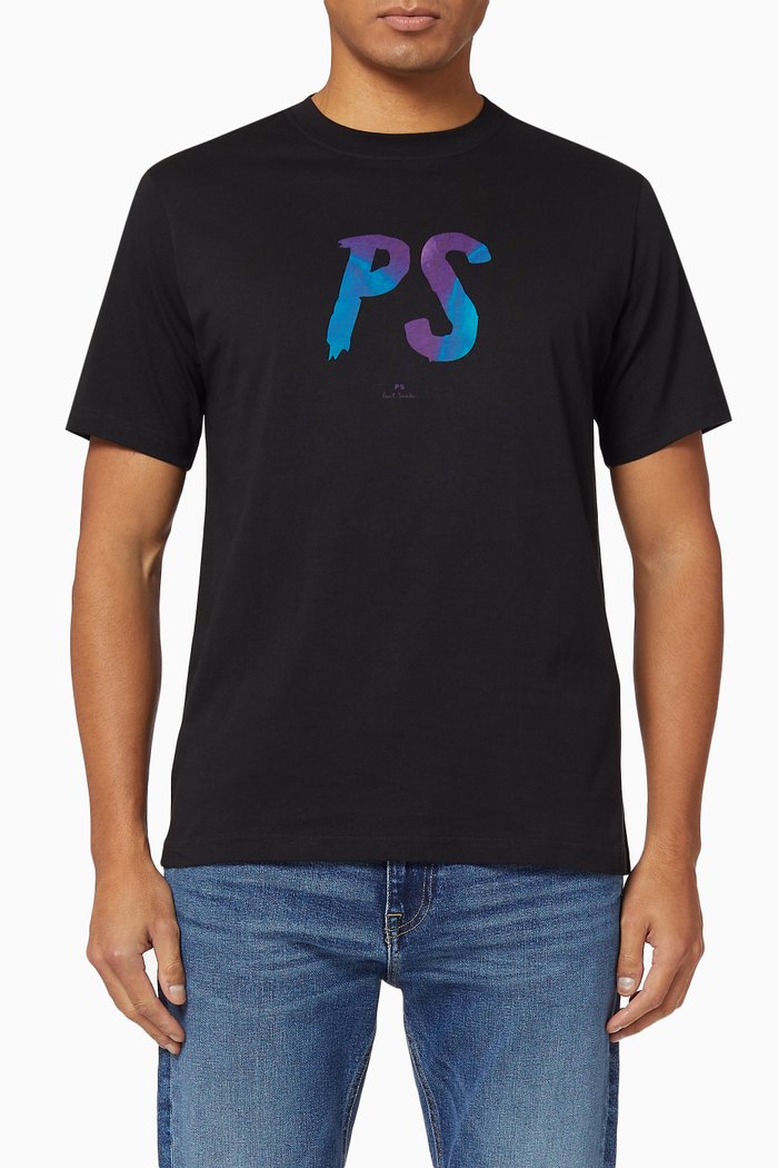 

Logo Print Organic Cotton T-Shirt, Black