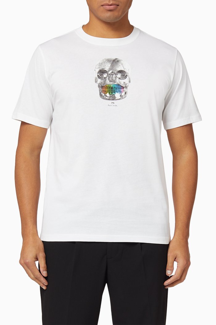 

Skull Print Organic Cotton T-Shirt, White