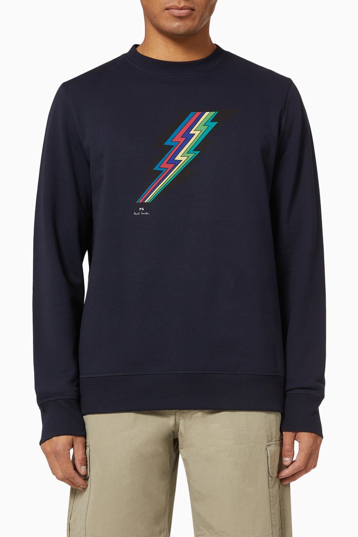 

Lightning Bolt Cotton Sweatshirt, Blue