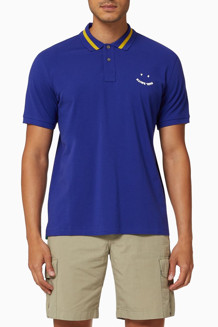 

Cotton Piqué Slim-Fit Polo Shirt, Blue