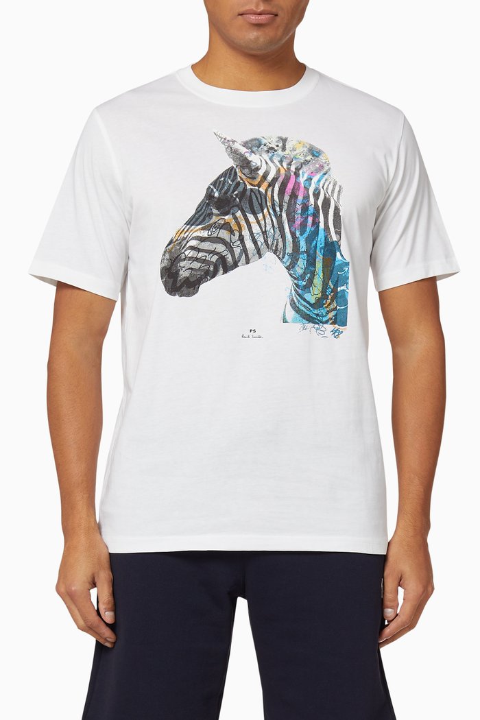 

Graffiti Zebra Print Organic Cotton T-Shirt, White
