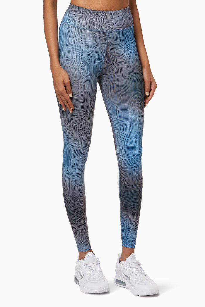 

Allover Print Logo Gym Leggings in Technical Stretch Blend, Blue