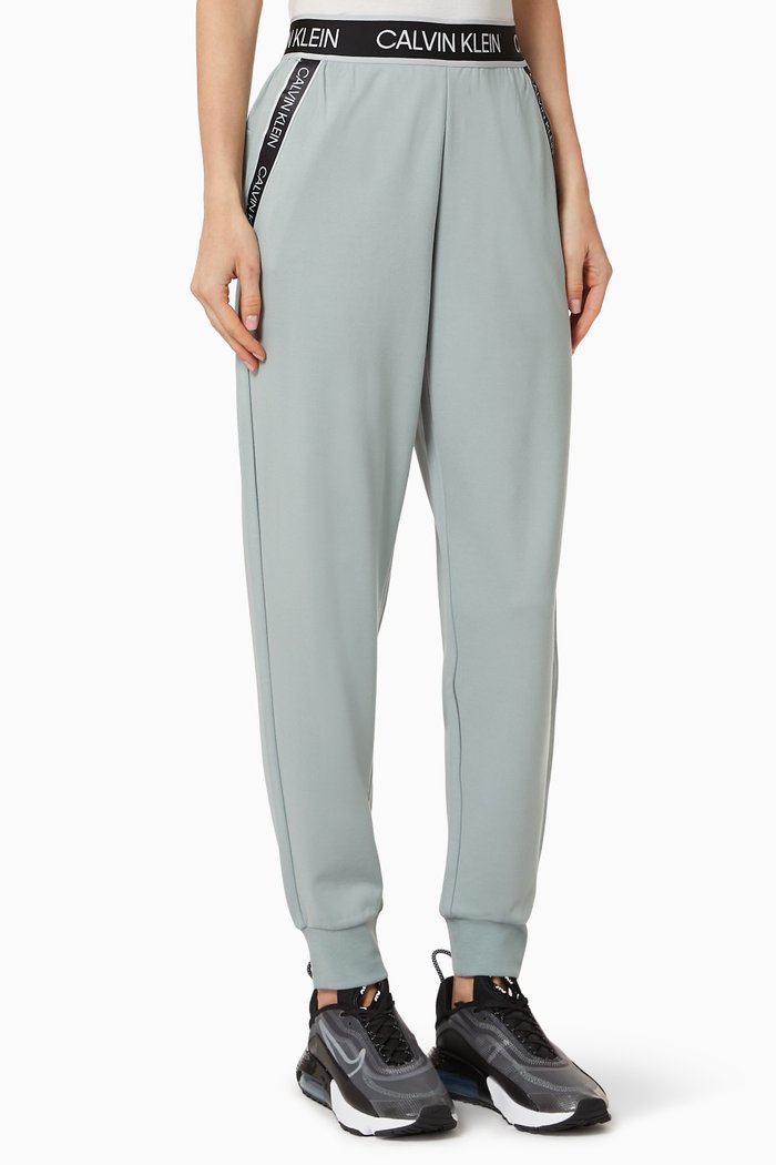

CK Logo Tape Jersey Joggers, Green