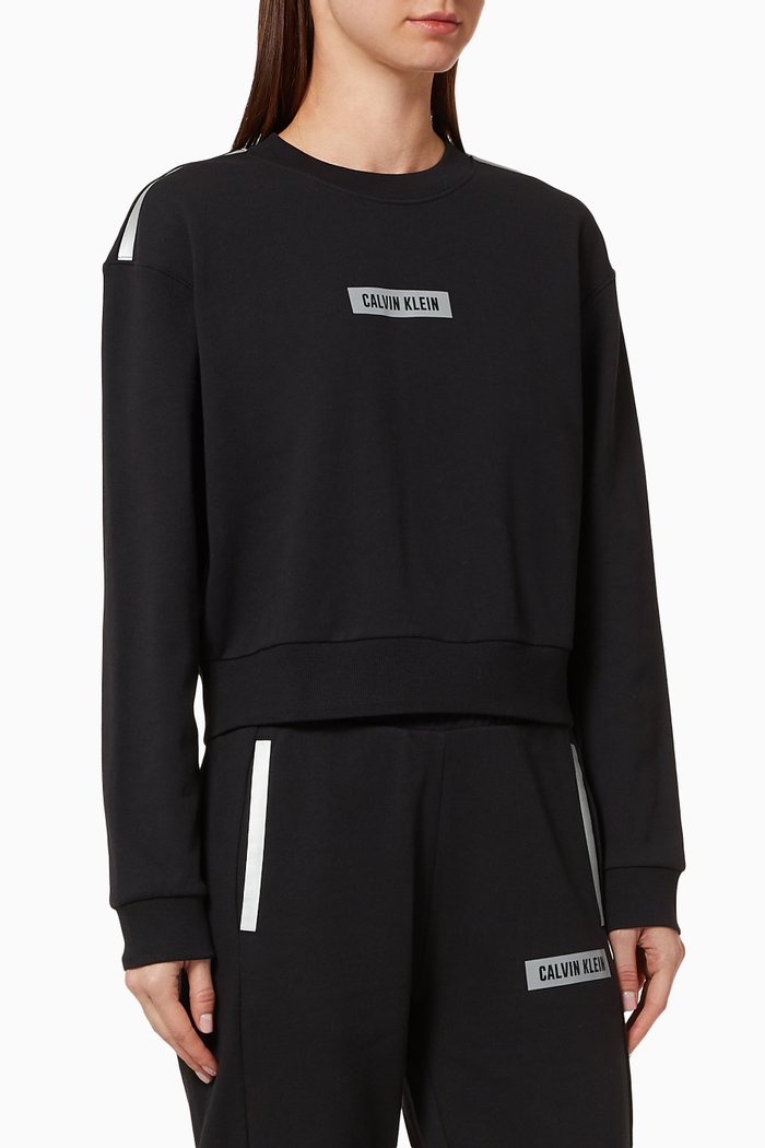 

CK Cotton Terry Cropped Sweatshirt, Black