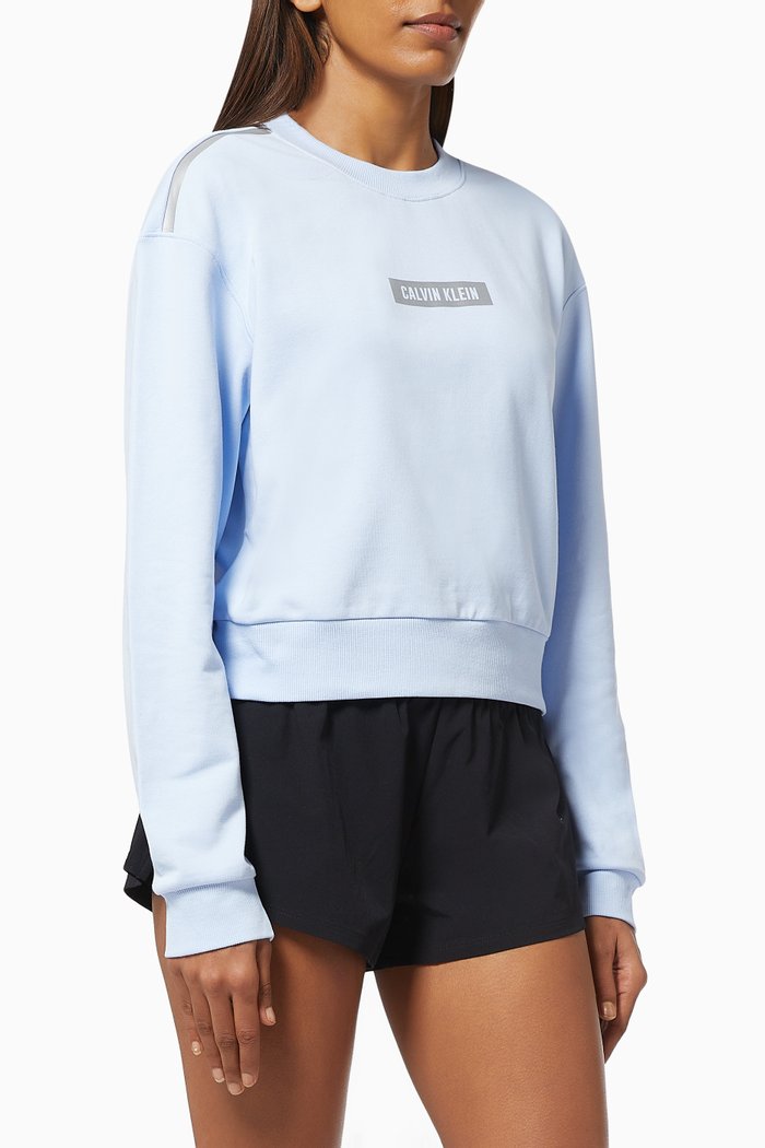 

CK Cotton Terry Cropped Sweatshirt, Blue