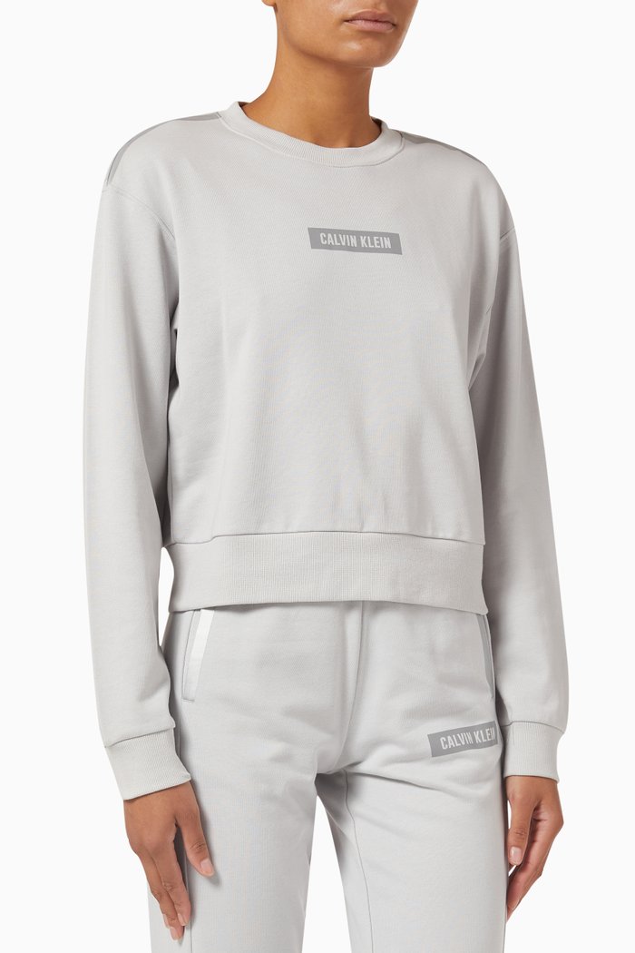 

CK Cotton Terry Cropped Sweatshirt, Grey