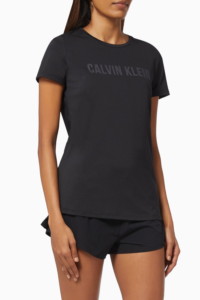 

Slim Logo Gym T-shirt in Technical Stretch Blend, Black