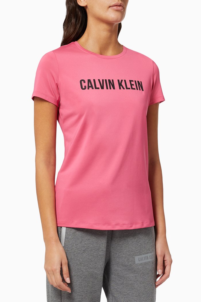 

Slim Logo Gym T-shirt in Technical Stretch Blend, Pink