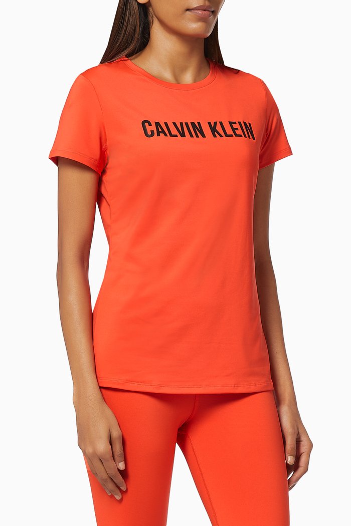 

Slim Logo Gym T-shirt in Technical Stretch Blend, Red