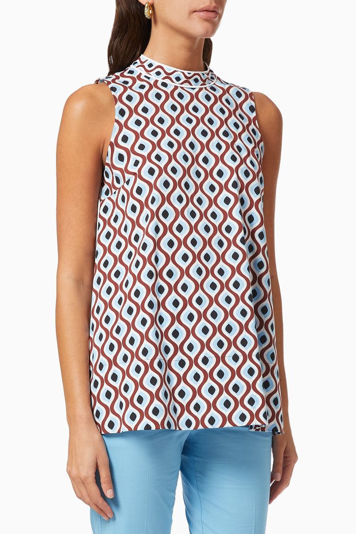 

Fuoco Top in Stretch Poplin, Blue