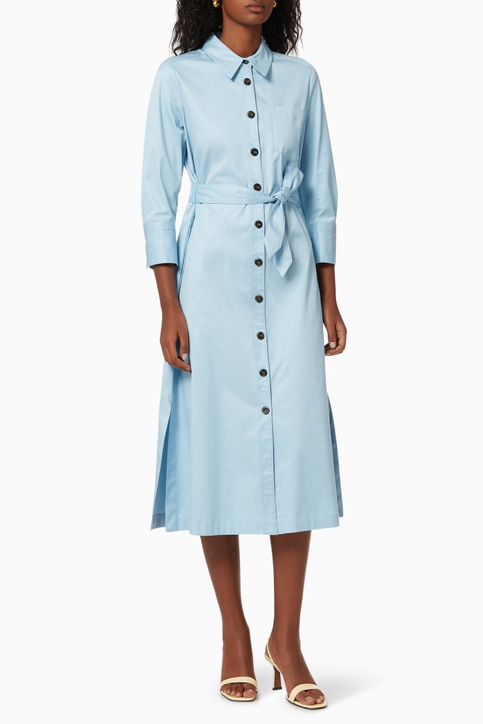 

Gnu Shirt Dress in Stretch Cotton, Blue