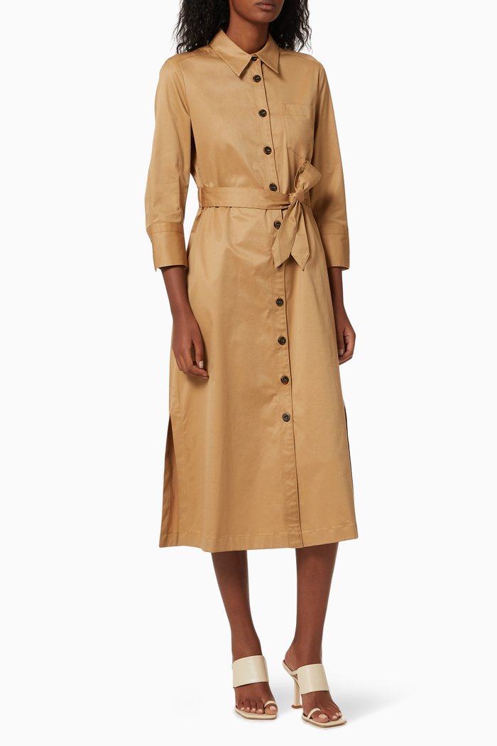 

Gnu Shirt Dress in Stretch Cotton, Neutral