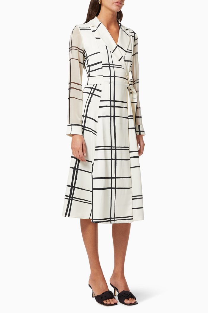 

Effige Check Dress, White