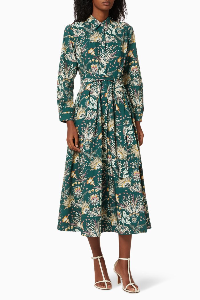

Gerico Floral Dress in Cotton, Green