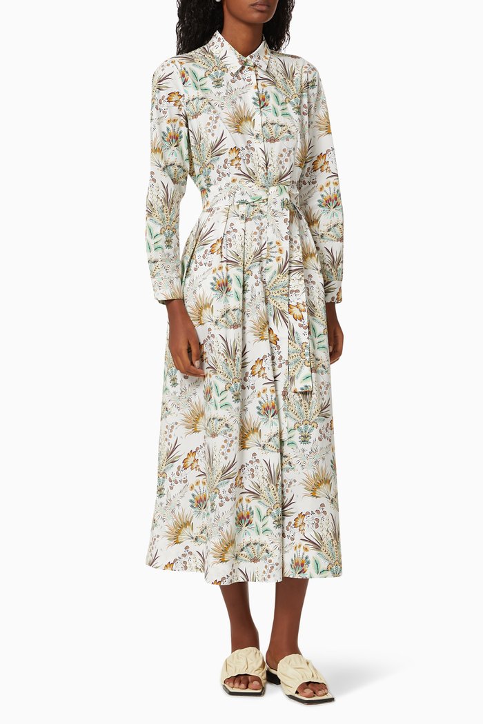 Gerico Floral Dress in Cotton, White
