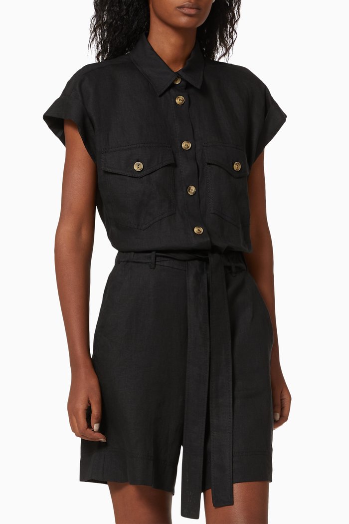 

Nardo Utilitarian Jumpsuit in Linen, Black