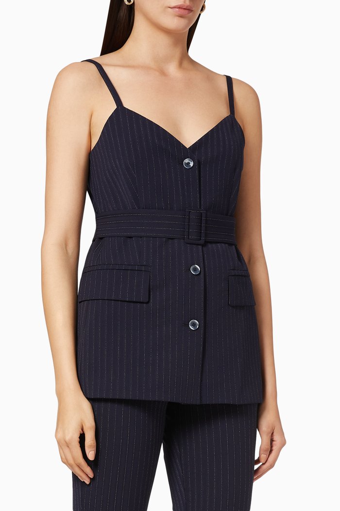 Formula Sleeveless Blazer Blouse, Blue