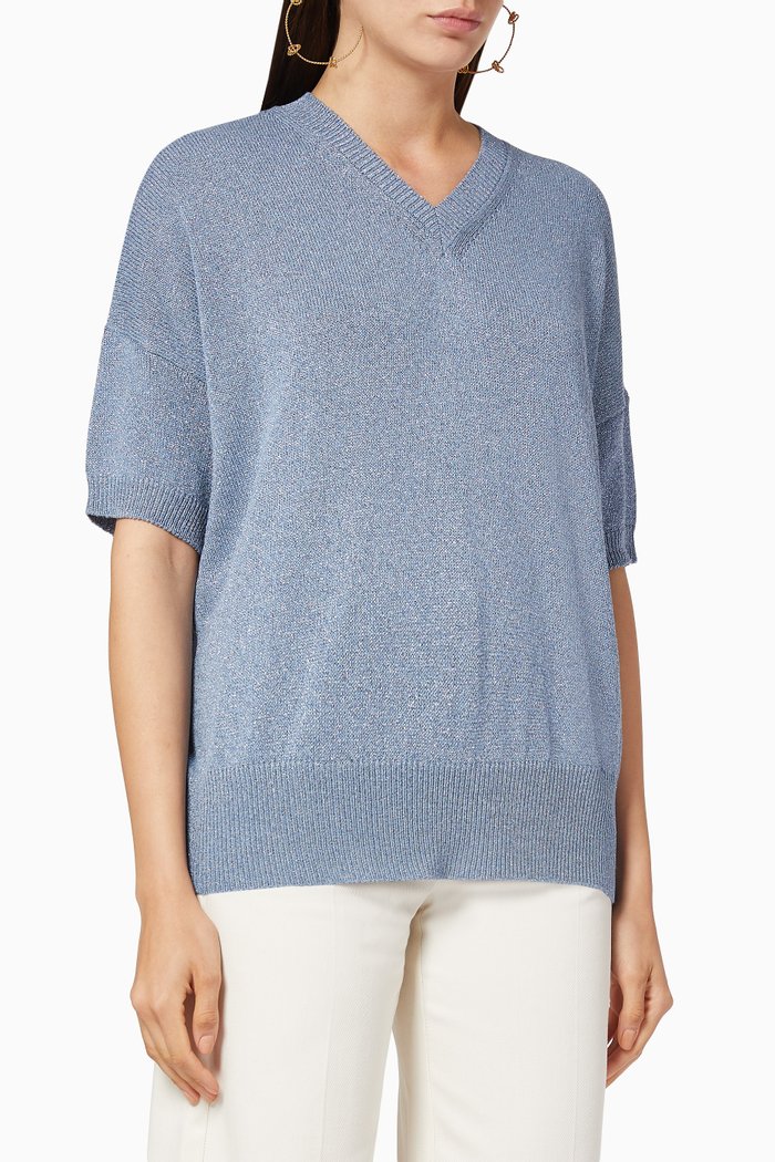 

Cielo Lurex Jersey Sweater, Blue