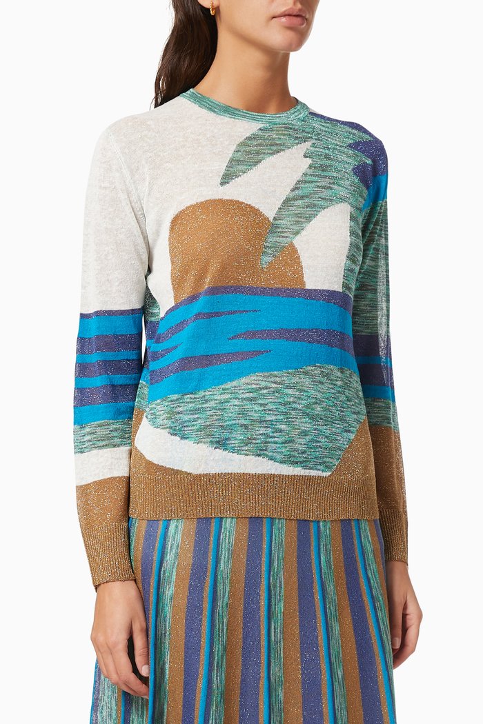 Aloe Sweater in Lurex Jersey, Green
