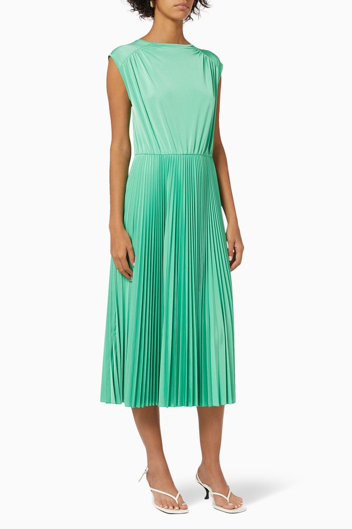 

Briose Pleated Dress in Jersey, Green
