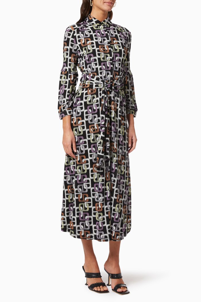 

Doria Chain Shirt Dress in Jersey, Black