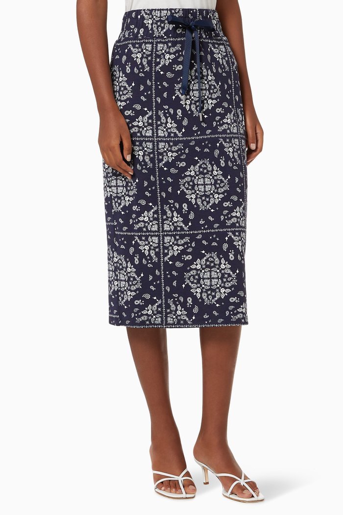 

Reo Midi Skirt in Wool Jersey, Blue